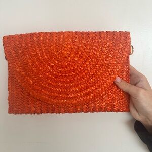 Orange Woven Clutch Bag